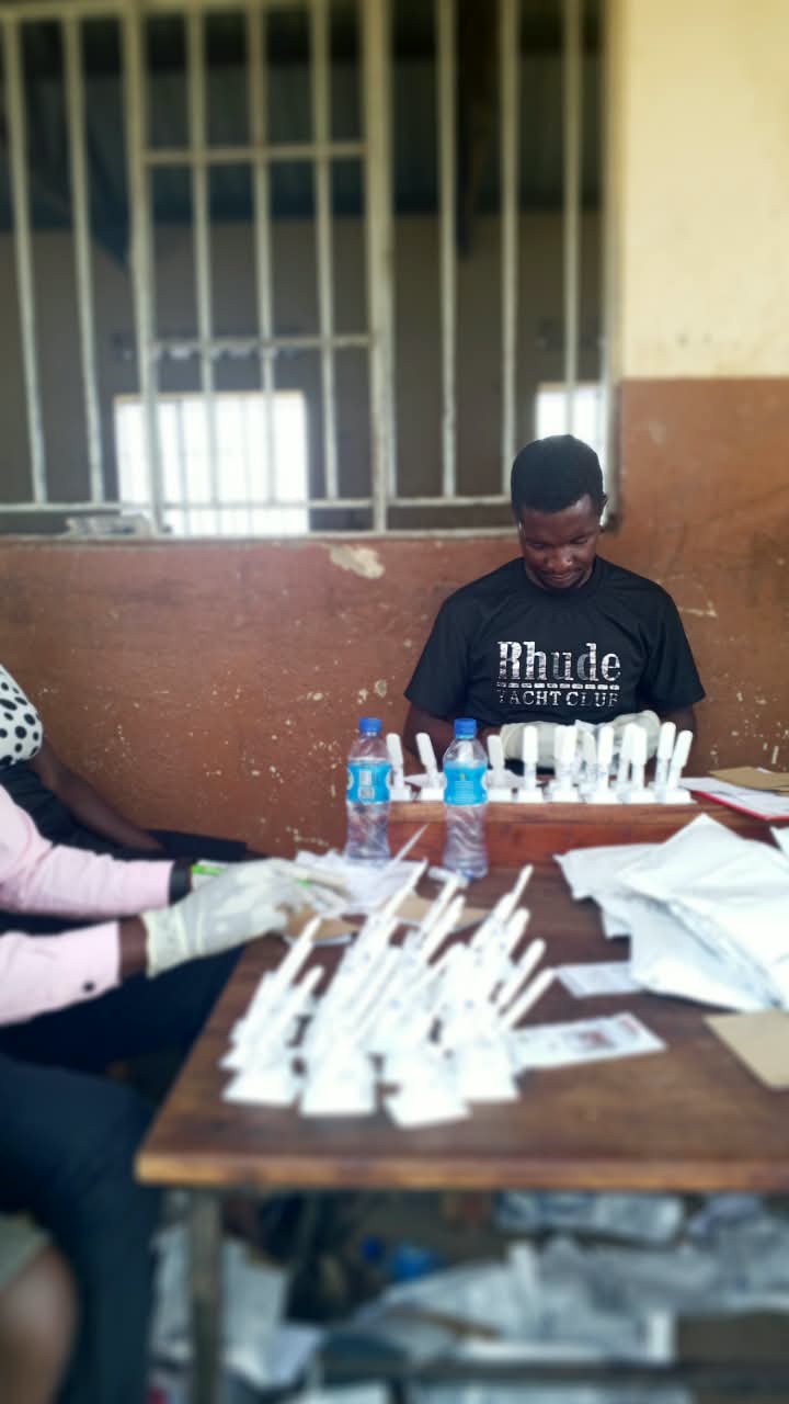 Health worker with testing supplies