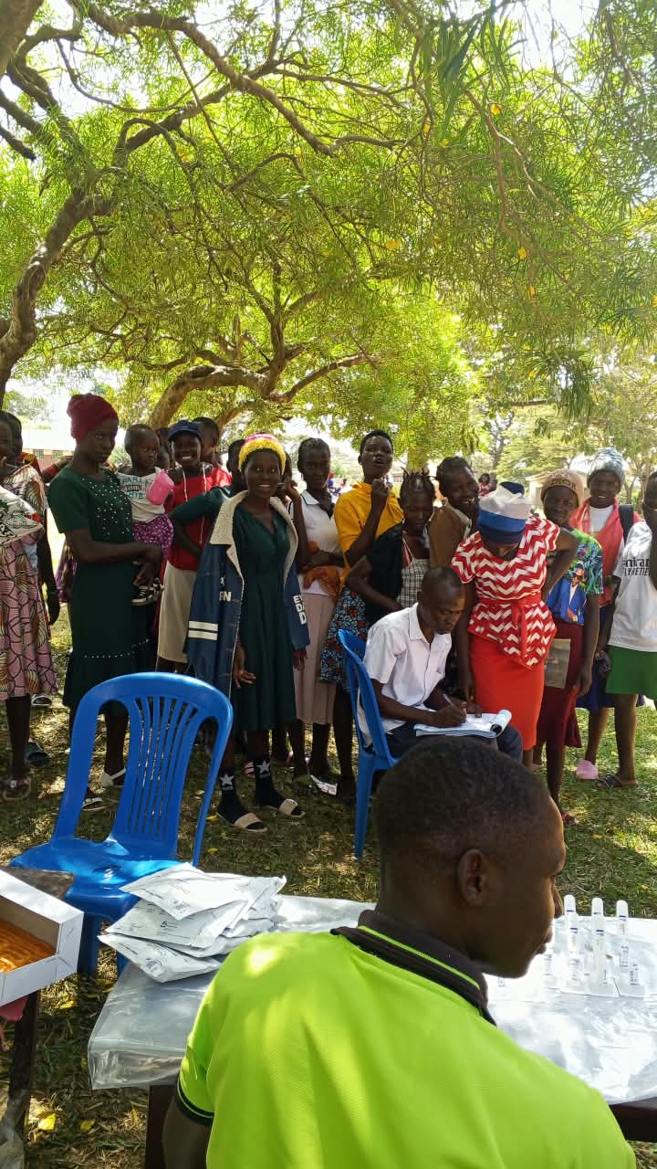 Crowd of young people at health outreach